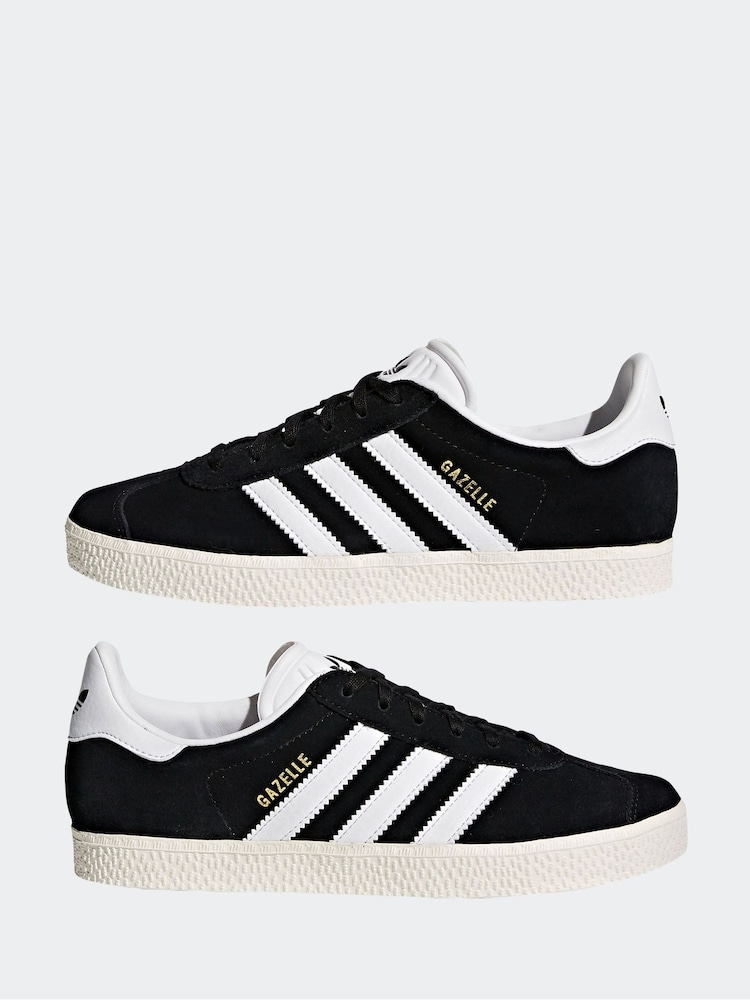 adidas Originals Black/White Junior Gazelle Trainers - Image 10 of 13