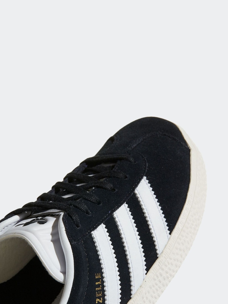 adidas Originals Black/White Junior Gazelle Trainers - Image 11 of 13