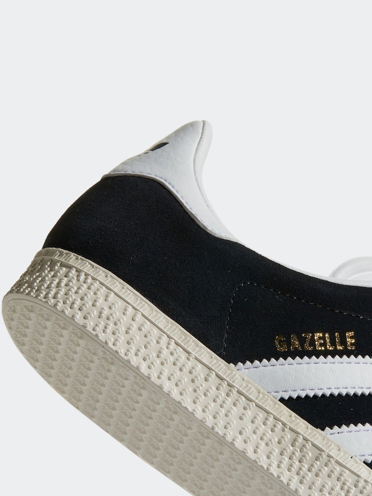 adidas Originals Black/White Junior Gazelle Trainers - Image 12 of 13