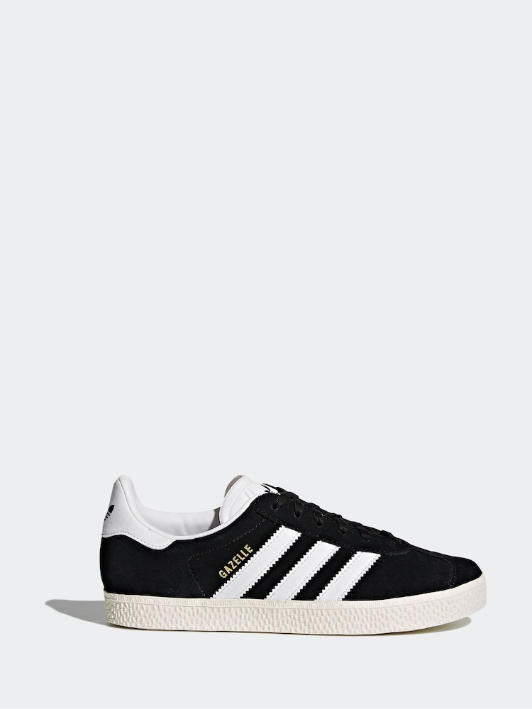 adidas Originals Black/White Junior Gazelle Trainers - Image 6 of 13