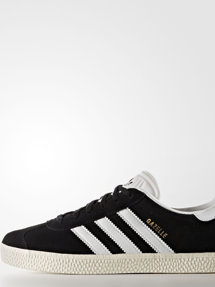 adidas Originals Black/White Junior Gazelle Trainers - Image 7 of 13