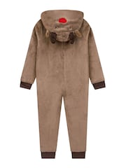 Harry Bear Reindeer Novelty Super Soft Fleece Onesie With 3D Antler and Ears - صورة 9 من 10