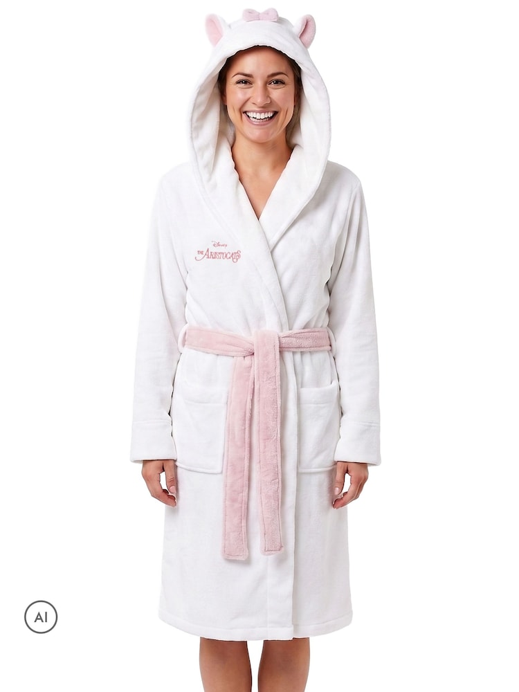 Character White Disney Aristocats Marie Fleece Dressing Gown - Image 2 of 9 Character White Disney Aristocats Marie Fleece Dressing Gown - Image 2 of 9