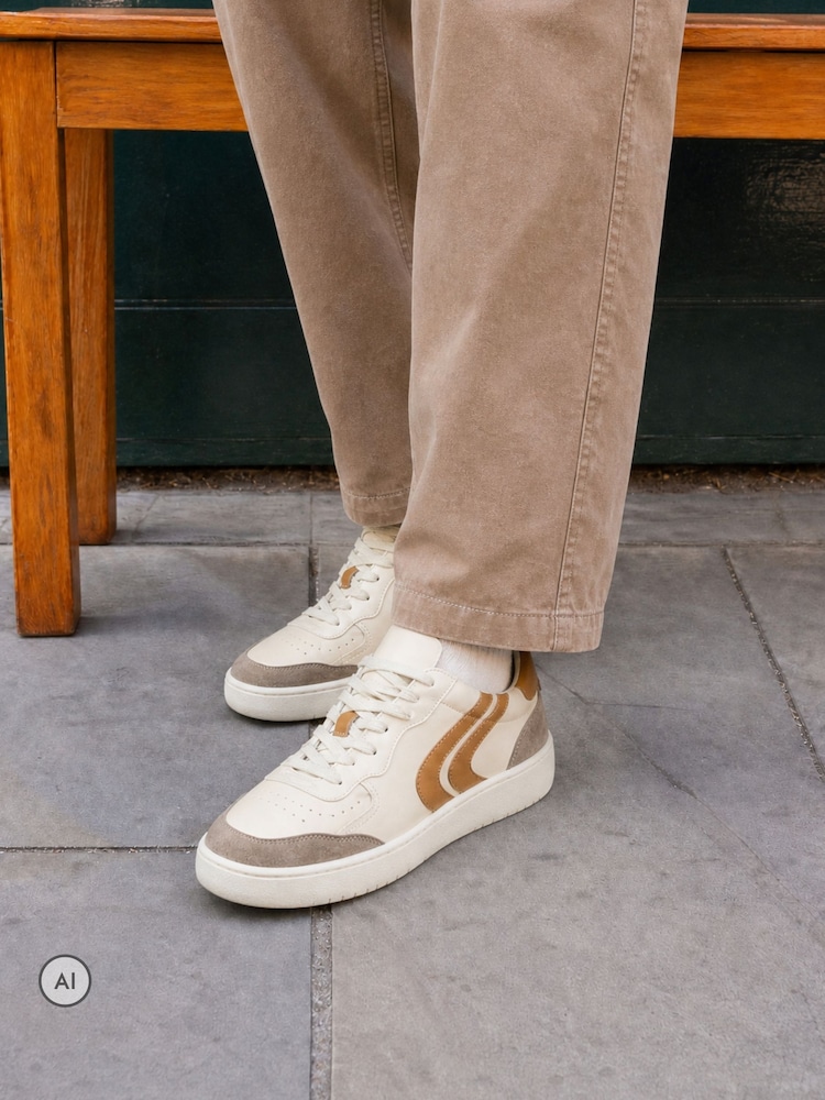 Novo Brown RILEY Leather Lace Up Trainers - Image 1 of 4 Novo Brown RILEY Leather Lace Up Trainers - Image 1 of 4