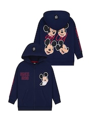 Character Blue Disney Mickey Mouse Zip Up Hoodie With Back Prints - Image 1 of 10