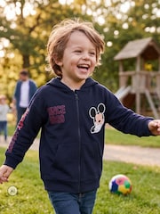 Character Blue Disney Mickey Mouse Zip Up Hoodie With Back Prints - Image 2 of 10