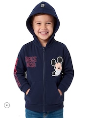 Character Blue Disney Mickey Mouse Zip Up Hoodie With Back Prints - Image 4 of 10