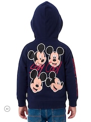 Character Blue Disney Mickey Mouse Zip Up Hoodie With Back Prints - Image 5 of 10