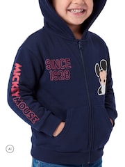 Character Blue Disney Mickey Mouse Zip Up Hoodie With Back Prints - Image 6 of 10