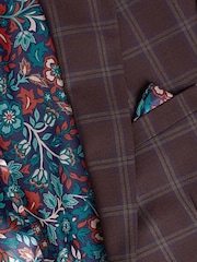 Burgundy Red Skinny Fit Trimmed Check Suit: Jacket - Image 7 of 7