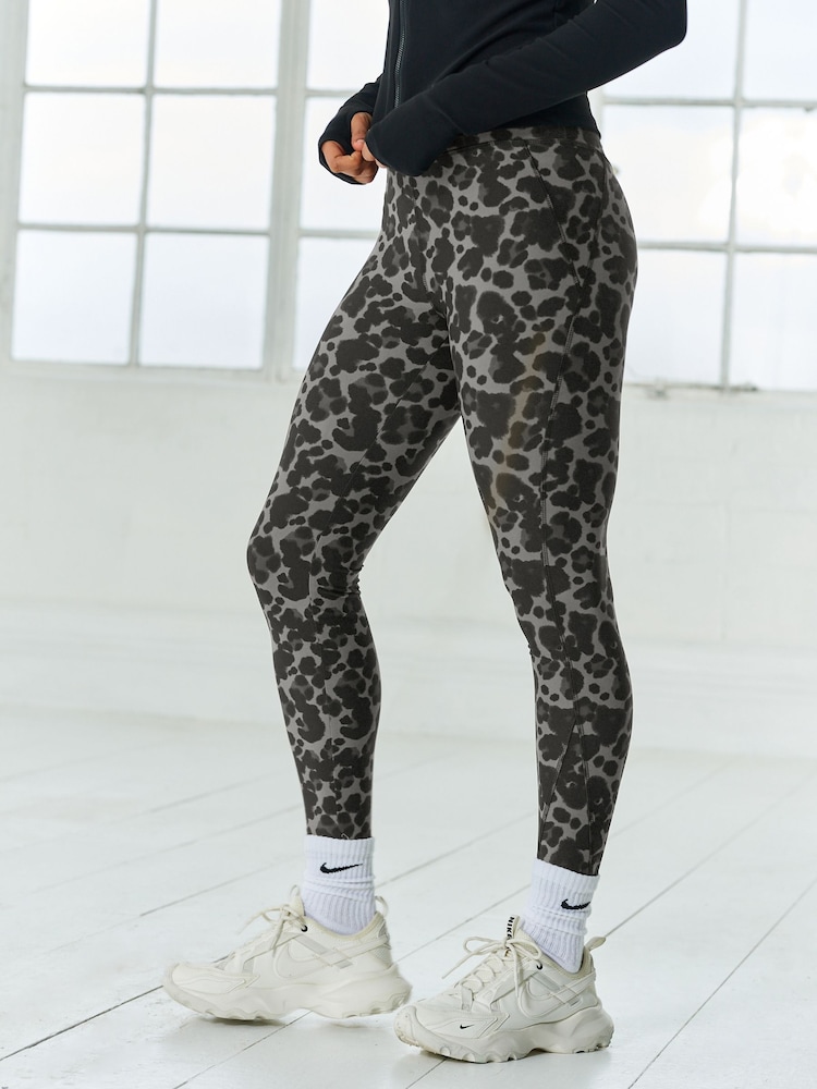 Grey Animal Fleece Lined Leggings - Image 4 of 7