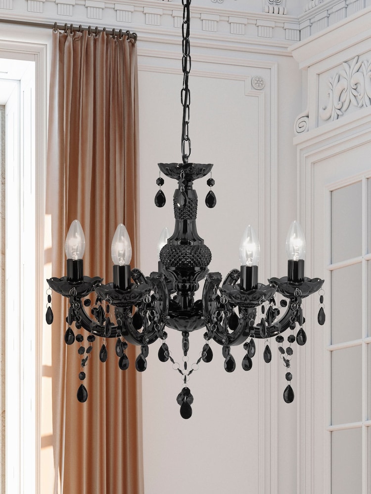 Searchlight Black Lillie Black 8Lt Pendant Ceiling Light - Image 1 of 3