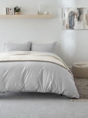 Grey Easy Care Polycotton Plain Duvet Cover and Pillowcase Set - Image 2 of 7