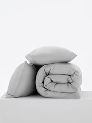 Grey Easy Care Polycotton Plain Duvet Cover and Pillowcase Set - Image 3 of 7