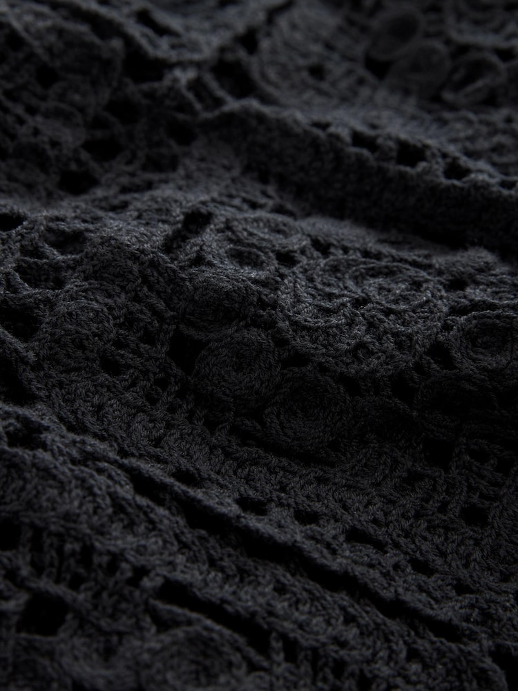 Black Long Sleeve Crochet Top - Image 7 of 7