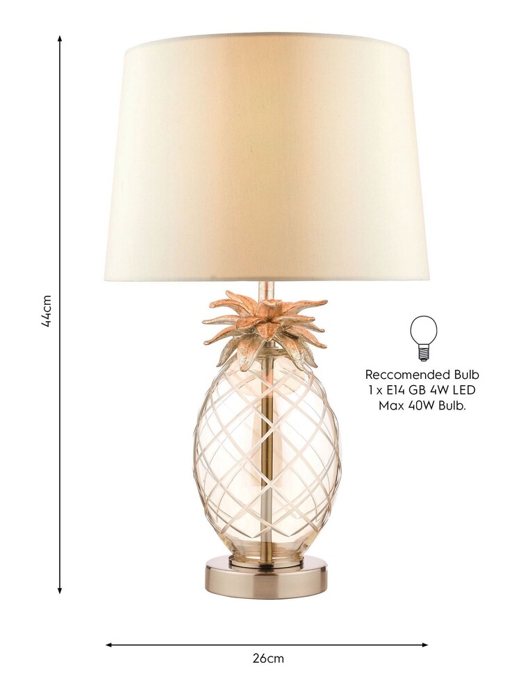 Laura Ashley Champagne Gold Pineapple Cut Glass Small Table Lamp with Shade - Image 4 of 4