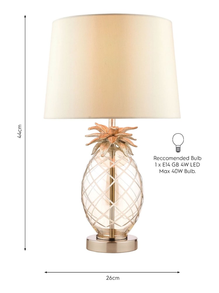 Laura Ashley Champagne Gold Pineapple Cut Glass Small Table Lamp with Shade - Image 4 of 4