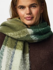 PIECES Green Check Print Long Scarf - Image 2 of 4