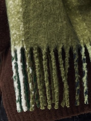 PIECES Green Check Print Long Scarf - Image 3 of 4