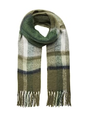 PIECES Green Check Print Long Scarf - Image 1 of 1