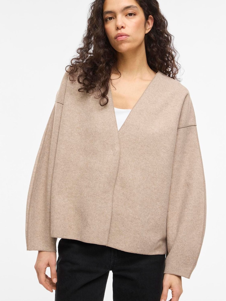 VILA Collarless Minimalist Curved Sleeve Jacket - Obrázek 1 z 4