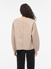 VILA Collarless Minimalist Curved Sleeve Jacket - Obrázek 3 z 4