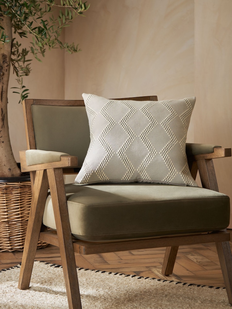 Grey Chevron Bobble 50 x 50cm Cushion - Image 1 of 5
