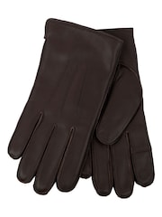 Marrón - Guantes de piel de primera calidad con 3 pespuntes y forro de piel sintética para hombre Isotoner de Totes - Imagen 2 de 2