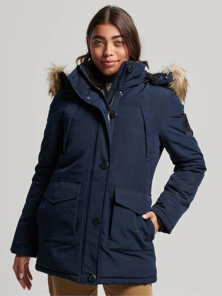Superdry Blue Everest Faux Fur Hooded Parka - Image 1 of 5