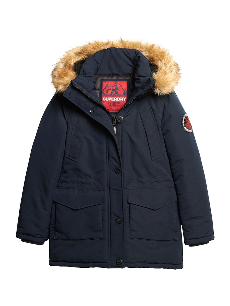 Superdry Blue Everest Faux Fur Hooded Parka - Image 5 of 5