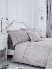 Serene Purple Jasmine Floral Jacquard Duvet Cover And Pillowcase Set - Image 1 of 1
