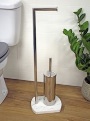 Showerdrape White Octavia Toilet Roll & Toilet Brush Holder - Image 1 of 2