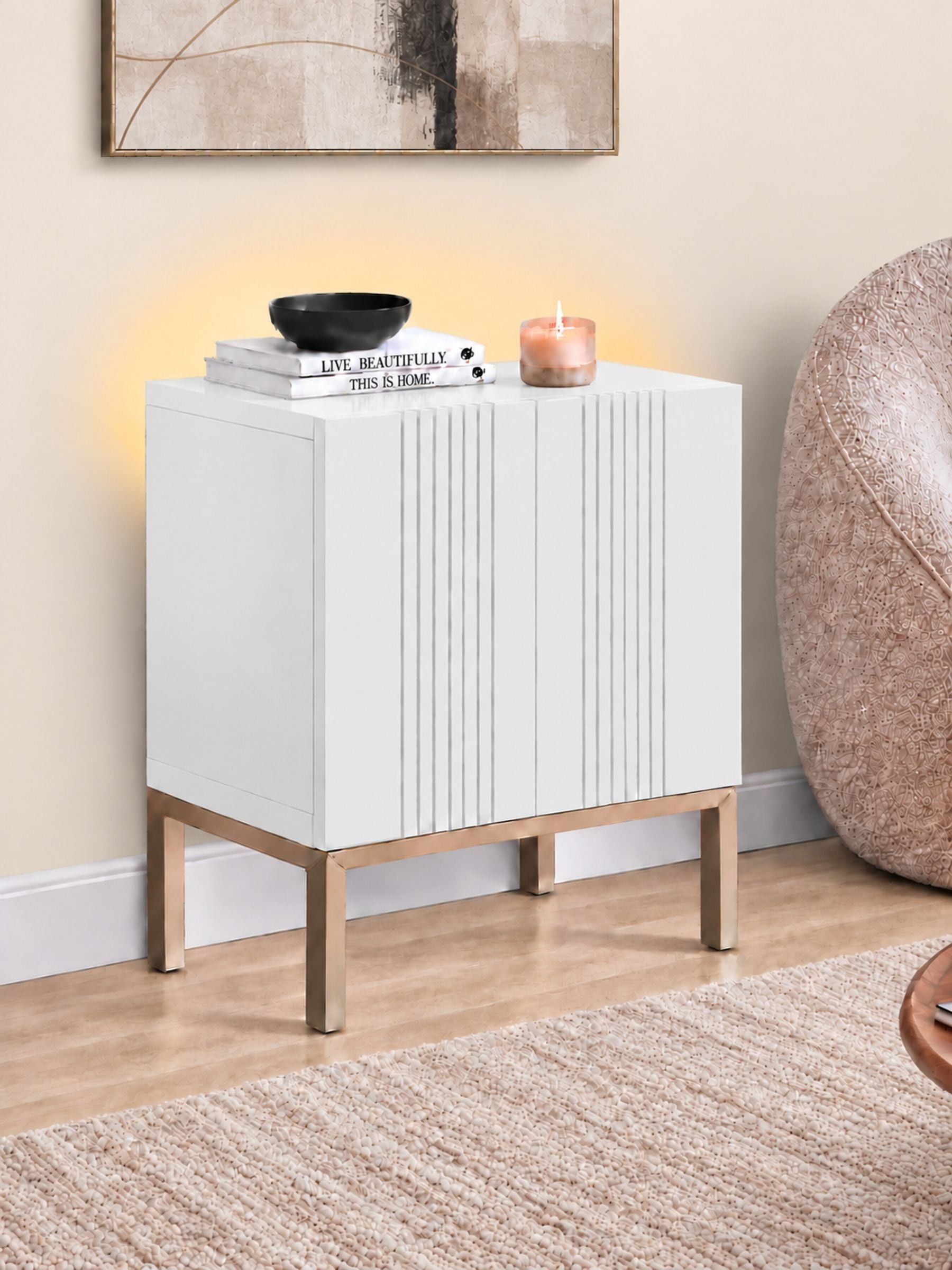 Rackhams White Frank Olsen Iona Lamp / Side Table - Image 3