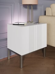 Frank Olsen White Iona 1 Door Side Table with SMART Features - Image 1 of 7