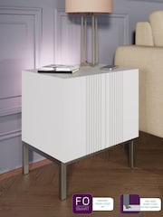Frank Olsen White Iona 1 Door Side Table with SMART Features - Image 3 of 7