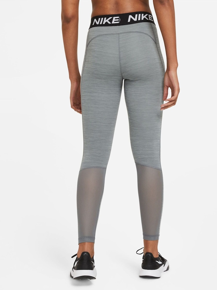 Nike Grey Pro Mid Rise Mesh Panelled Leggings - Image 2 of 7