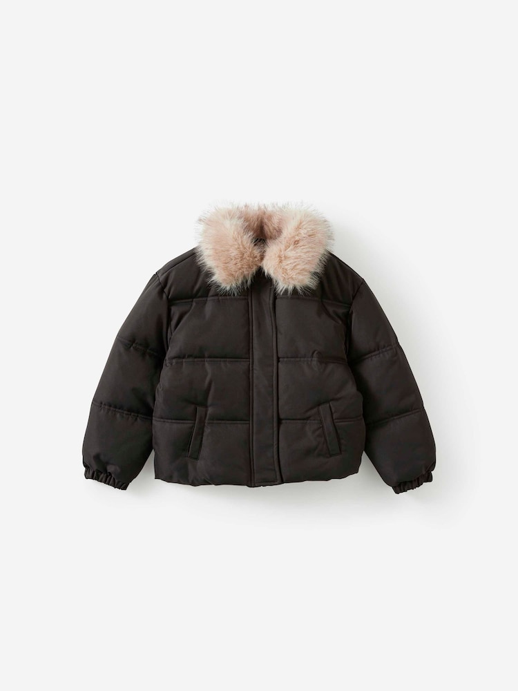 Cotton On Brown Fur Puffer Jacket - Image 1 of 3 Cotton On Brown Fur Puffer Jacket - Image 1 of 3