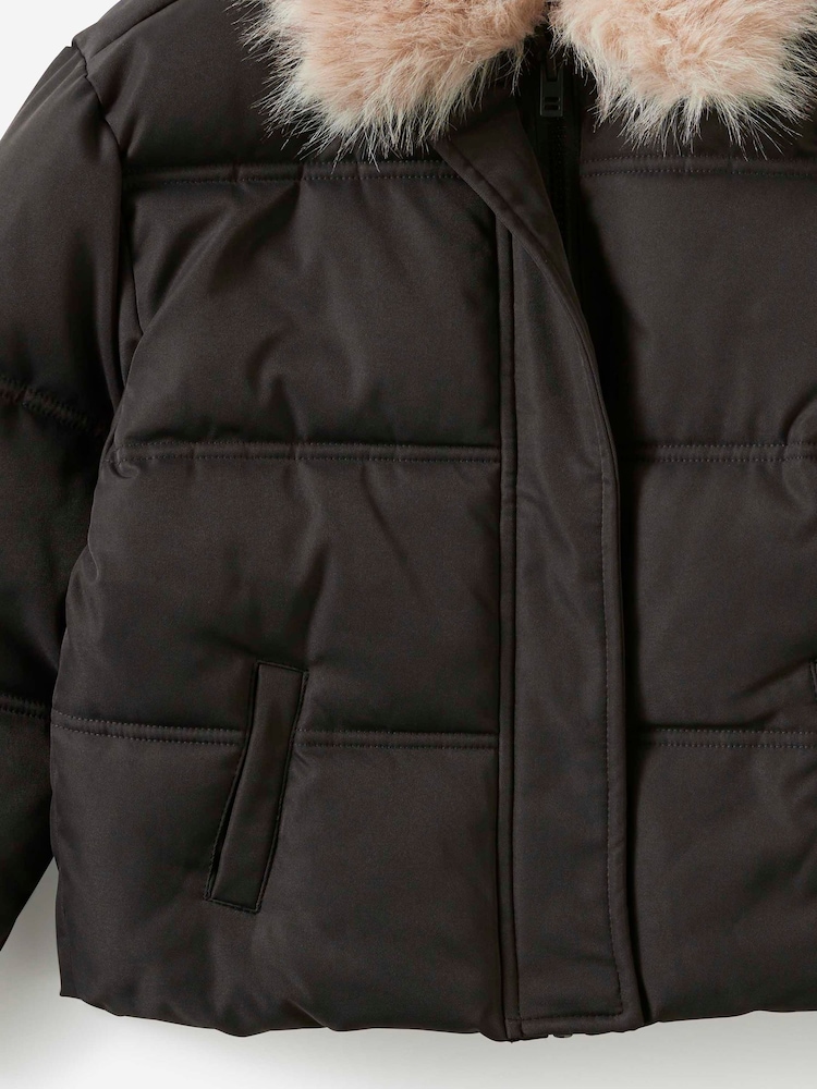 Cotton On Brown Fur Puffer Jacket - Image 2 of 3 Cotton On Brown Fur Puffer Jacket - Image 2 of 3