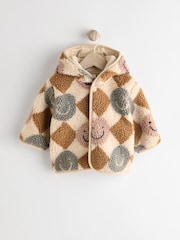 Cream/Brown Baby Borg Hooded Fleece Jacket (0mths-2yrs) - Image 1 of 11