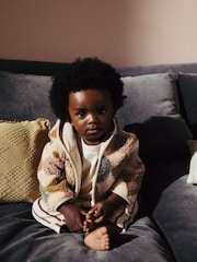 Cream/Brown Baby Borg Hooded Fleece Jacket (0mths-2yrs) - Image 2 of 11