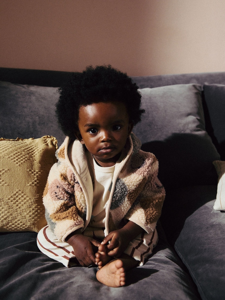 Cream/Brown Baby Borg Hooded Fleece Jacket (0mths-2yrs) - Image 2 of 11