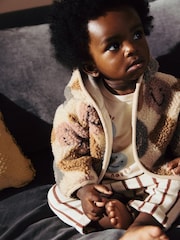 Cream/Brown Baby Borg Hooded Fleece Jacket (0mths-2yrs) - Image 4 of 11