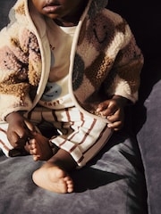 Cream/Brown Baby Borg Hooded Fleece Jacket (0mths-2yrs) - Image 5 of 11