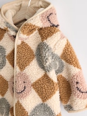 Cream/Brown Baby Borg Hooded Fleece Jacket (0mths-2yrs) - Image 7 of 11