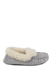 Totes Grey Ladies Sparkle Moccasin Slippers - Image 2 of 4