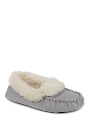 Totes Grey Ladies Sparkle Moccasin Slippers - Image 3 of 4