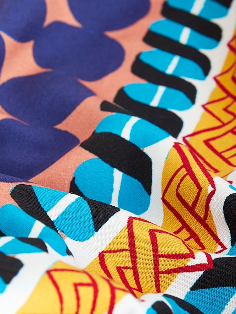 Blue Scarf Print Print Midi Strappy Summer Slip Dress - Image 5 of 5