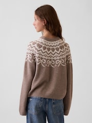 Gap Brown Fair Isle CashSoft Oversized Jumper (4-13yrs) - Image 2 of 5