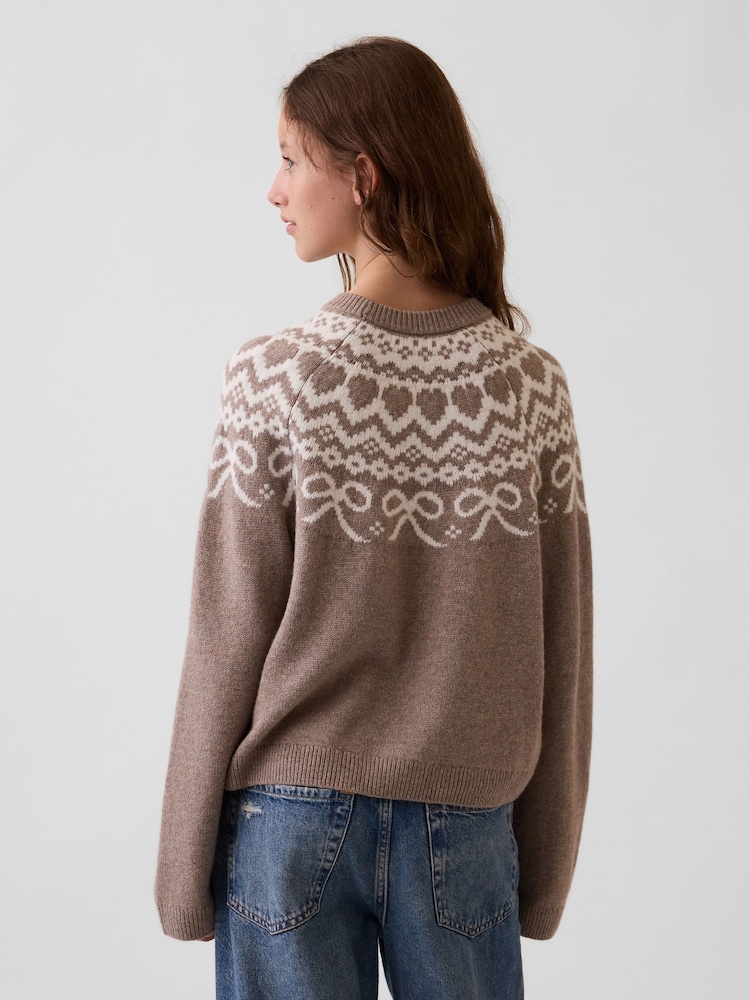 Gap Brown Fair Isle CashSoft Oversized Jumper (4-13yrs) - Image 2 of 5