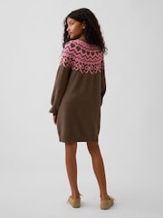 Gap Brown CashSoft Oversized Fair Isle Jumper Dress (4-13yrs) - Image 2 of 5